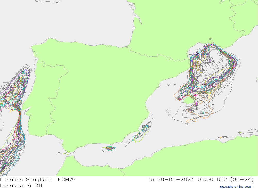 Isotachs Spaghetti ECMWF mar 28.05.2024 06 UTC