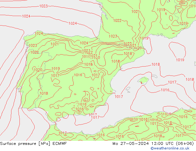 Surface pressure ECMWF Mo 27.05.2024 12 UTC