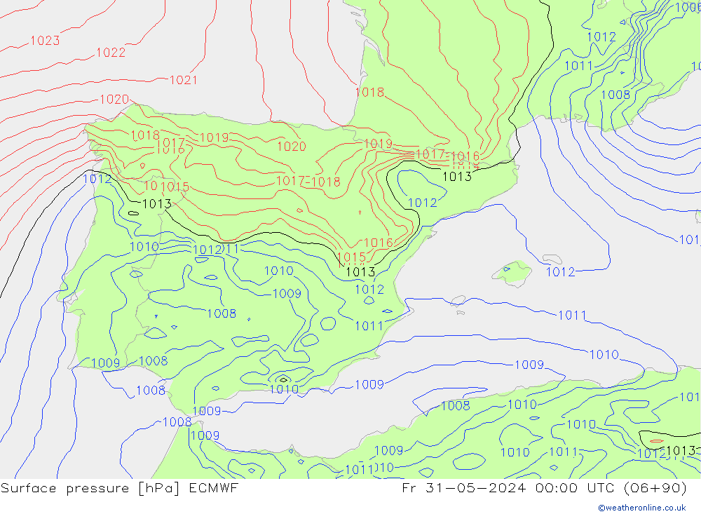 ciśnienie ECMWF pt. 31.05.2024 00 UTC