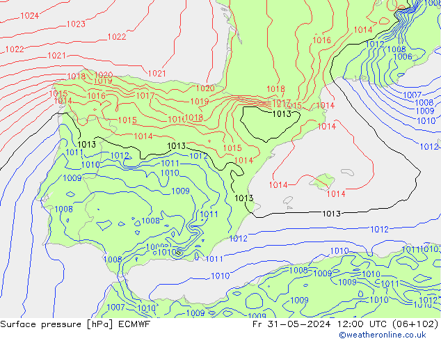 Pressione al suolo ECMWF ven 31.05.2024 12 UTC