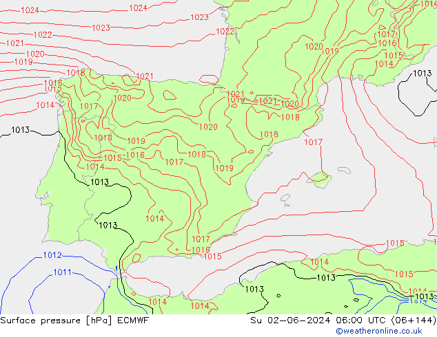 Surface pressure ECMWF Su 02.06.2024 06 UTC