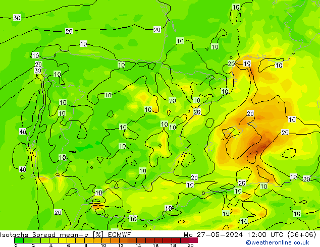 Isotachs Spread ECMWF lun 27.05.2024 12 UTC