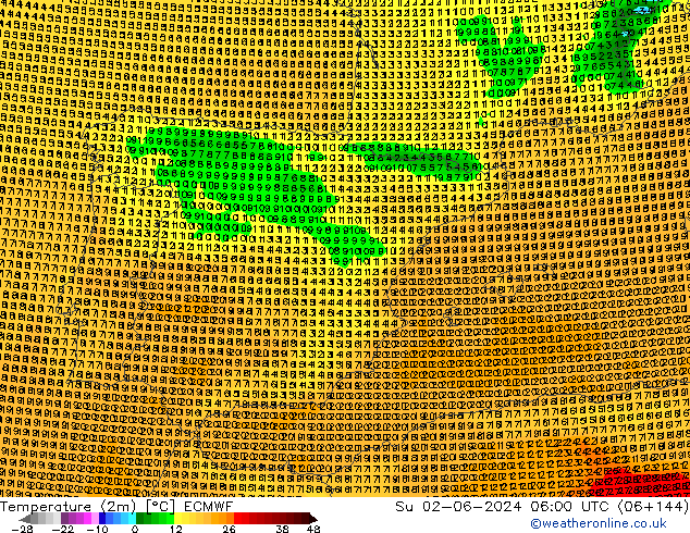 Temperature (2m) ECMWF Ne 02.06.2024 06 UTC