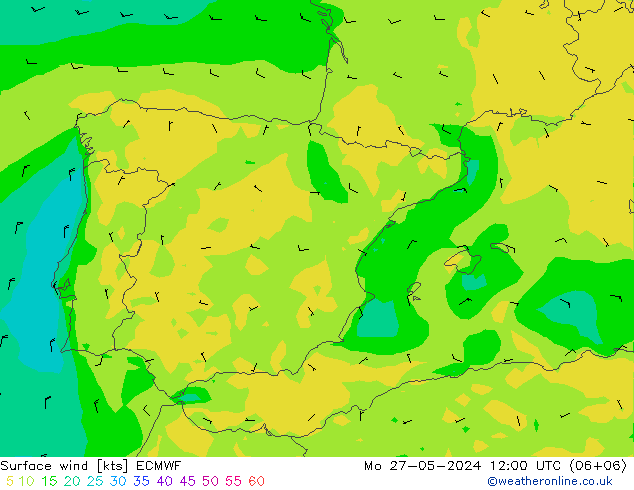 Vento 10 m ECMWF lun 27.05.2024 12 UTC