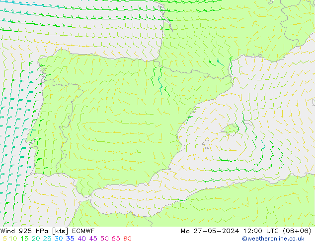 Wind 925 hPa ECMWF Mo 27.05.2024 12 UTC