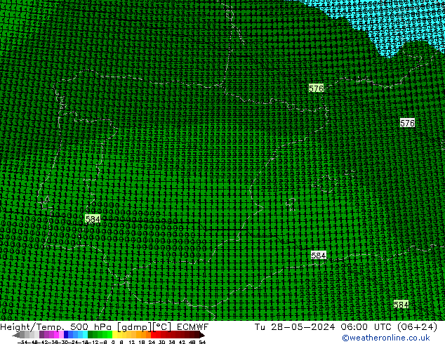 Height/Temp. 500 hPa ECMWF Tu 28.05.2024 06 UTC