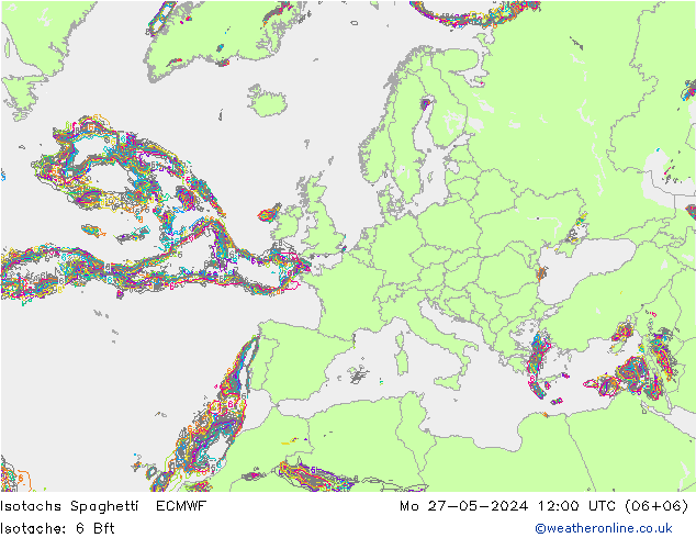 Isotachs Spaghetti ECMWF lun 27.05.2024 12 UTC