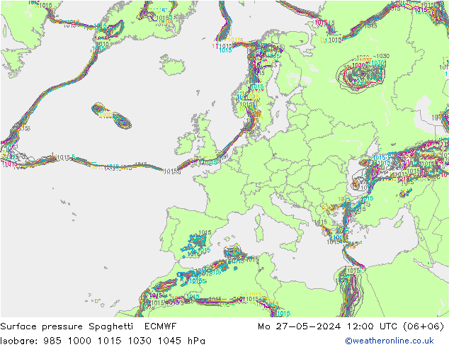 Bodendruck Spaghetti ECMWF Mo 27.05.2024 12 UTC