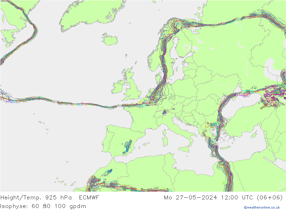 Height/Temp. 925 hPa ECMWF Mo 27.05.2024 12 UTC