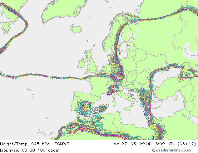 Géop./Temp. 925 hPa ECMWF lun 27.05.2024 18 UTC