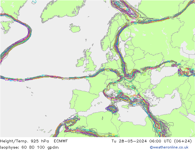 Height/Temp. 925 hPa ECMWF  28.05.2024 06 UTC