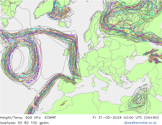 Height/Temp. 925 hPa ECMWF Fr 31.05.2024 00 UTC