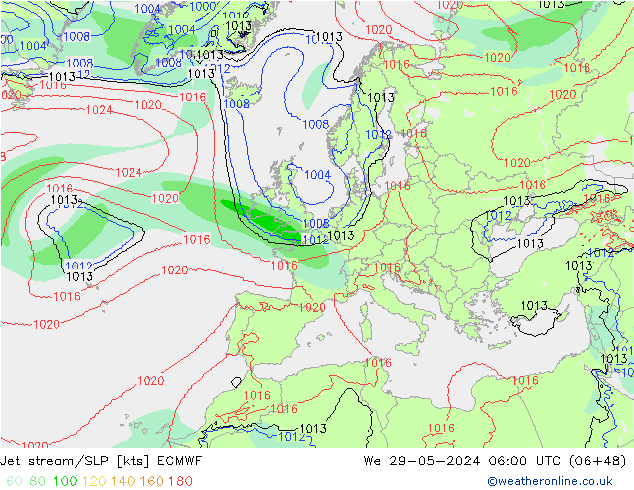 Jet Akımları/SLP ECMWF Çar 29.05.2024 06 UTC