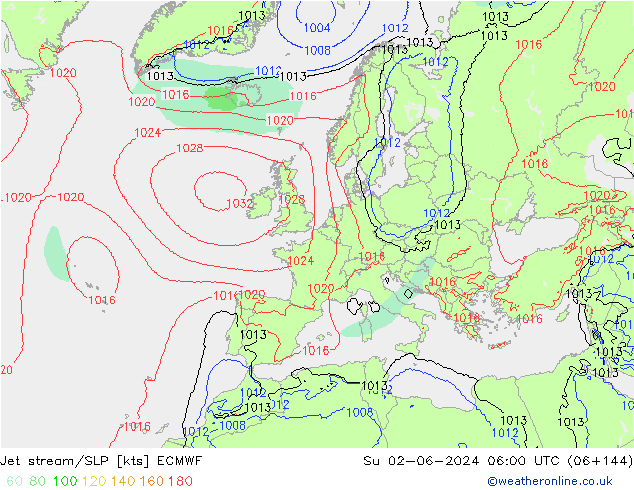 Jet stream/SLP ECMWF Su 02.06.2024 06 UTC