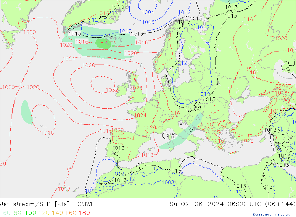 Jet stream/SLP ECMWF Su 02.06.2024 06 UTC