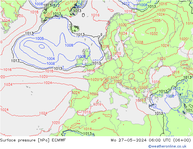 pressão do solo ECMWF Seg 27.05.2024 06 UTC