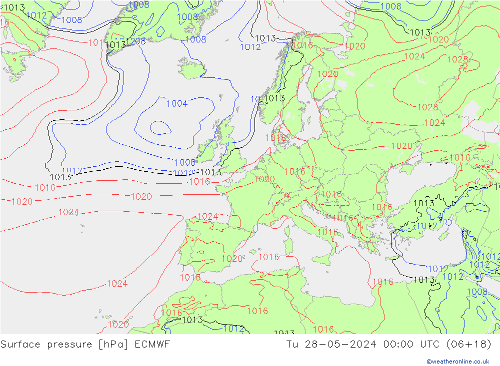 ciśnienie ECMWF wto. 28.05.2024 00 UTC