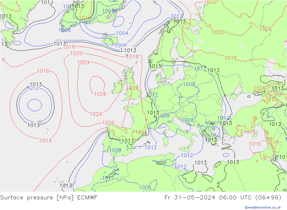 Bodendruck ECMWF Fr 31.05.2024 06 UTC