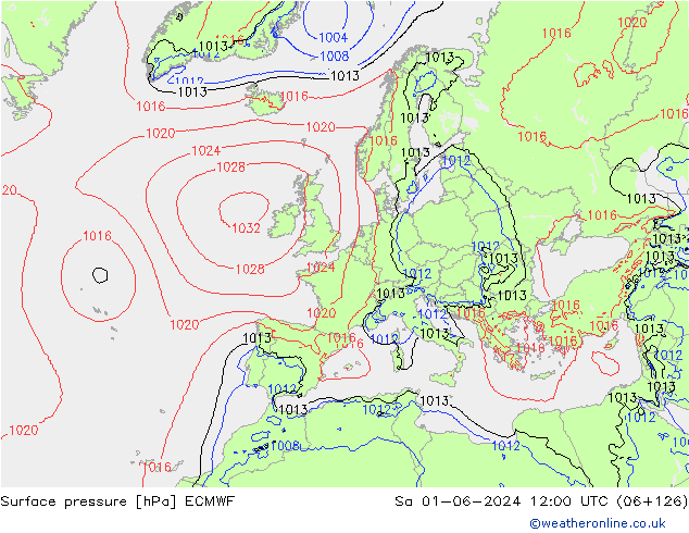 Surface pressure ECMWF Sa 01.06.2024 12 UTC