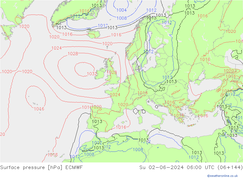 Bodendruck ECMWF So 02.06.2024 06 UTC