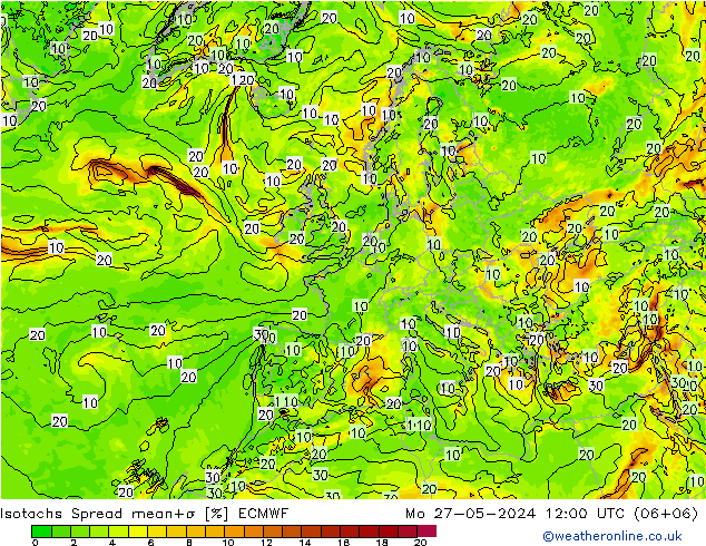 Isotachs Spread ECMWF  27.05.2024 12 UTC