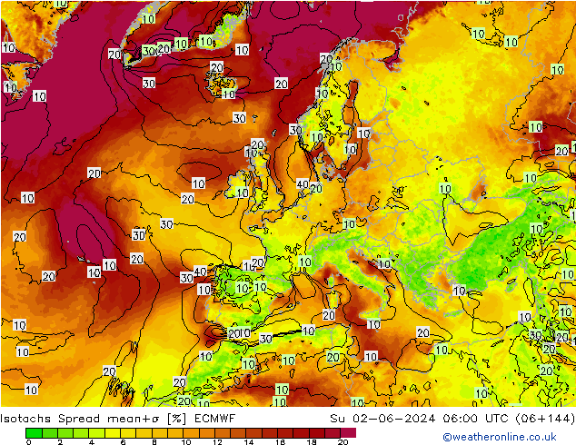 Isotachen Spread ECMWF So 02.06.2024 06 UTC