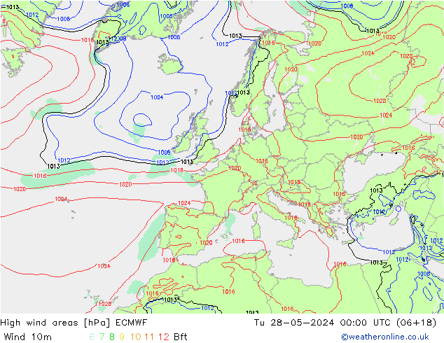 High wind areas ECMWF  28.05.2024 00 UTC