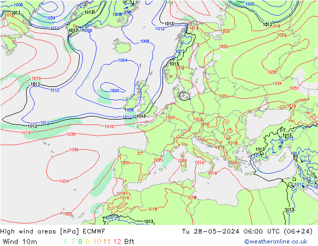 High wind areas ECMWF Tu 28.05.2024 06 UTC