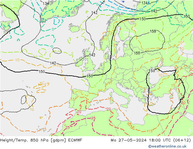 Height/Temp. 850 hPa ECMWF Seg 27.05.2024 18 UTC