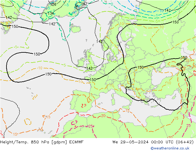 Yükseklik/Sıc. 850 hPa ECMWF Çar 29.05.2024 00 UTC