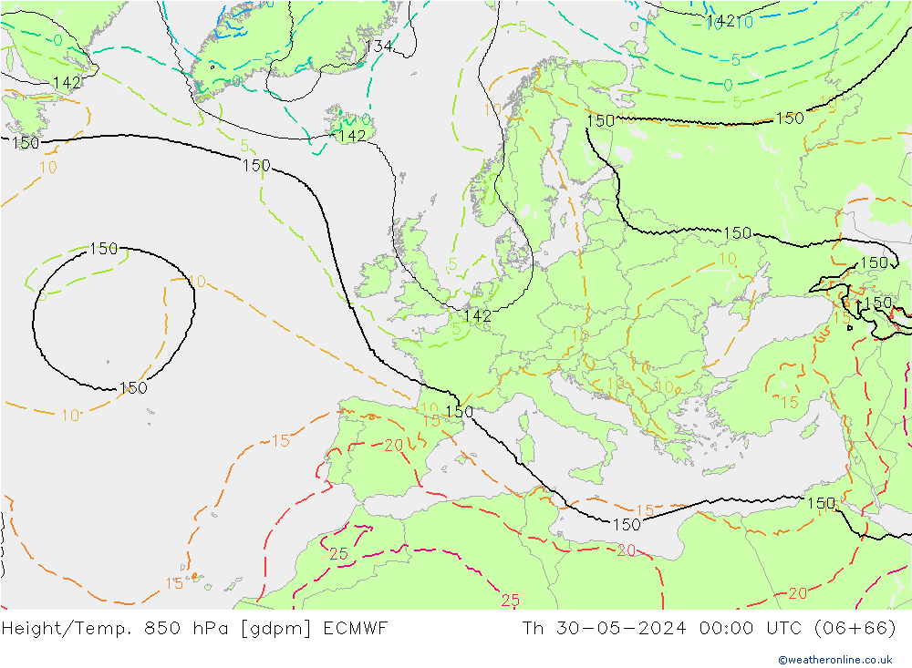 Height/Temp. 850 hPa ECMWF czw. 30.05.2024 00 UTC
