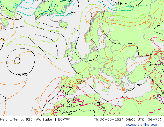 Géop./Temp. 925 hPa ECMWF jeu 30.05.2024 06 UTC