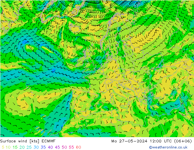 Vent 10 m ECMWF lun 27.05.2024 12 UTC