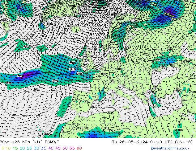 Wind 925 hPa ECMWF di 28.05.2024 00 UTC