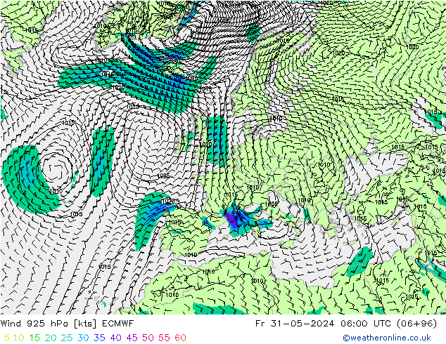 Wind 925 hPa ECMWF Fr 31.05.2024 06 UTC