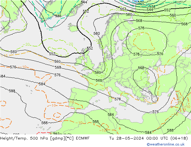 Height/Temp. 500 hPa ECMWF Tu 28.05.2024 00 UTC