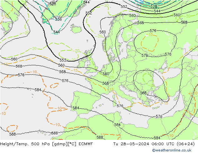 Geop./Temp. 500 hPa ECMWF mar 28.05.2024 06 UTC