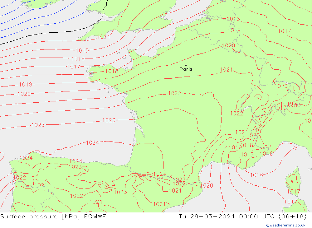 приземное давление ECMWF вт 28.05.2024 00 UTC