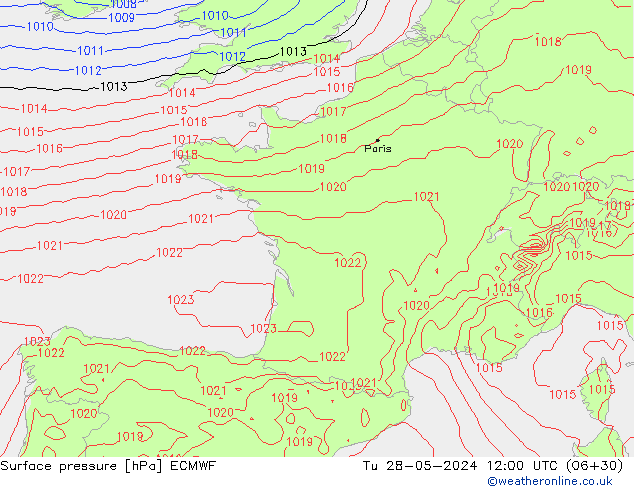 Pressione al suolo ECMWF mar 28.05.2024 12 UTC