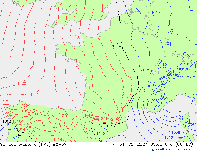 Atmosférický tlak ECMWF Pá 31.05.2024 00 UTC