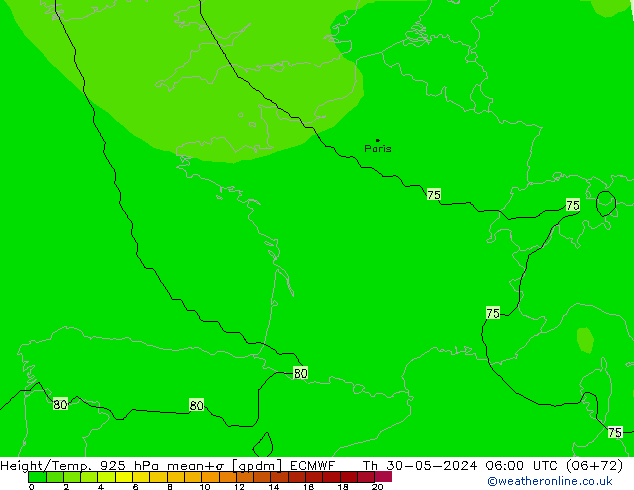 Height/Temp. 925 hPa ECMWF Th 30.05.2024 06 UTC