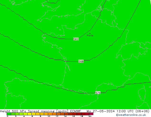 Height 500 hPa Spread ECMWF Po 27.05.2024 12 UTC