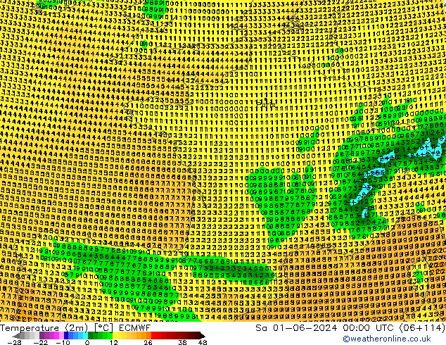 Temperature (2m) ECMWF So 01.06.2024 00 UTC