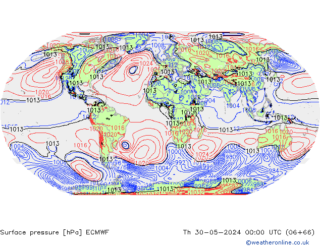 pressão do solo ECMWF Qui 30.05.2024 00 UTC