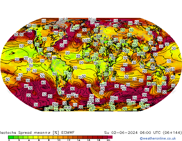 Isotachen Spread ECMWF zo 02.06.2024 06 UTC