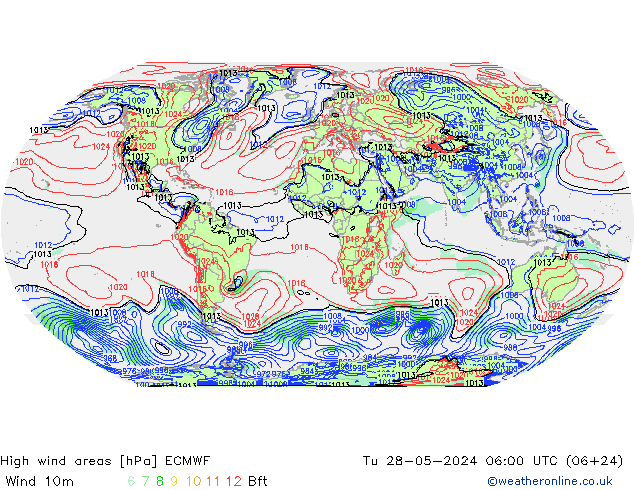 High wind areas ECMWF  28.05.2024 06 UTC