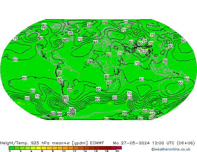 Height/Temp. 925 hPa ECMWF Mo 27.05.2024 12 UTC