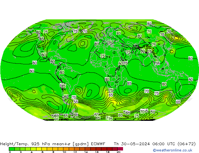 Height/Temp. 925 гПа ECMWF чт 30.05.2024 06 UTC