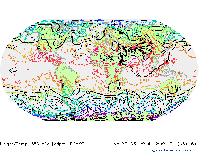 Height/Temp. 850 hPa ECMWF lun 27.05.2024 12 UTC