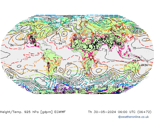 Height/Temp. 925 гПа ECMWF чт 30.05.2024 06 UTC